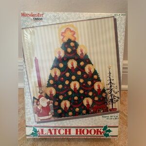 CARON Wonder Art Christmas tree latch hook kit. Holiday gift Christmas craft